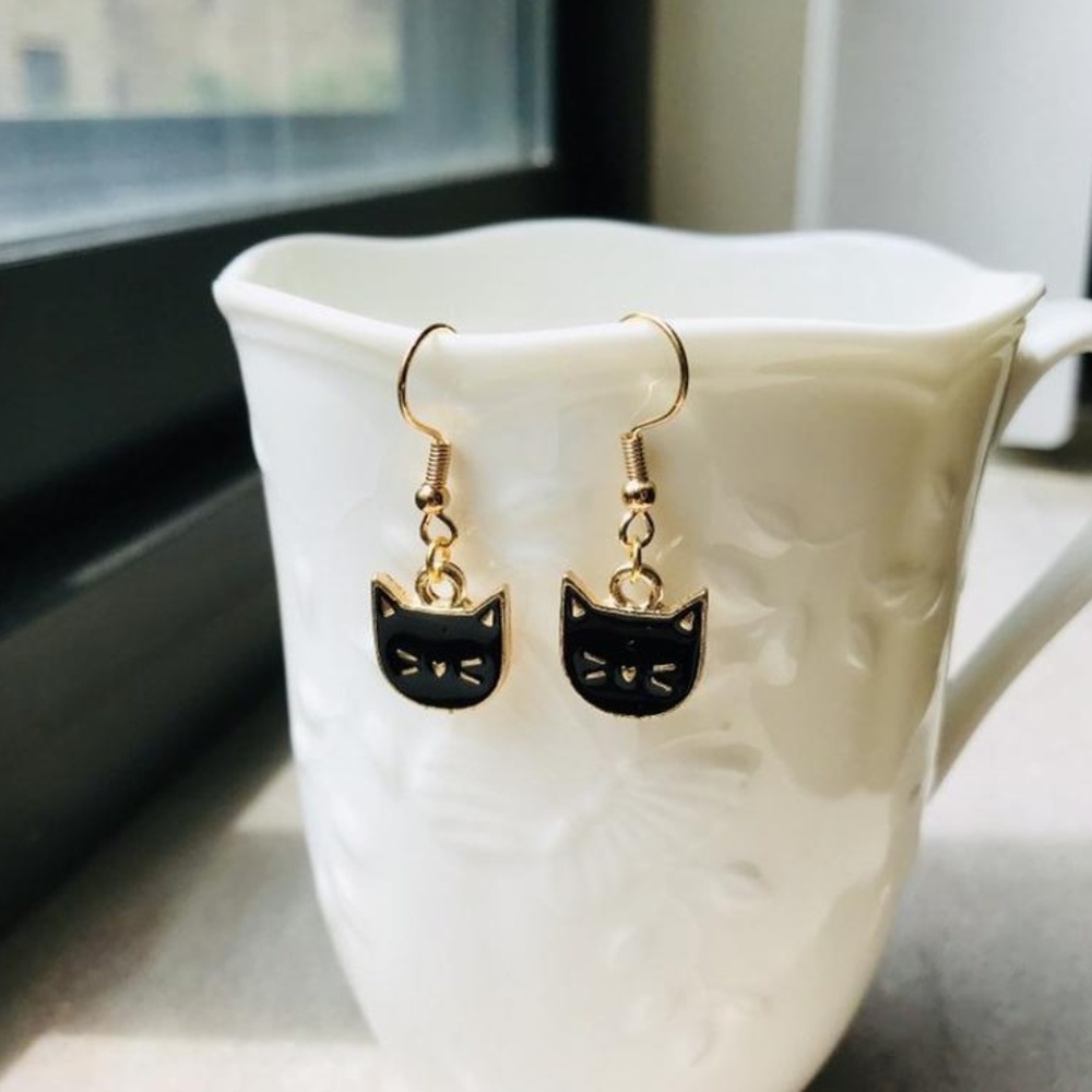 Handmade Black Cat Earrings